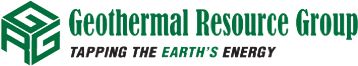 Geothermal Resource Group logo with a green geometric symbol on the left and the text Geothermal Resource Group and Tapping the Earths Energy in green to the right.