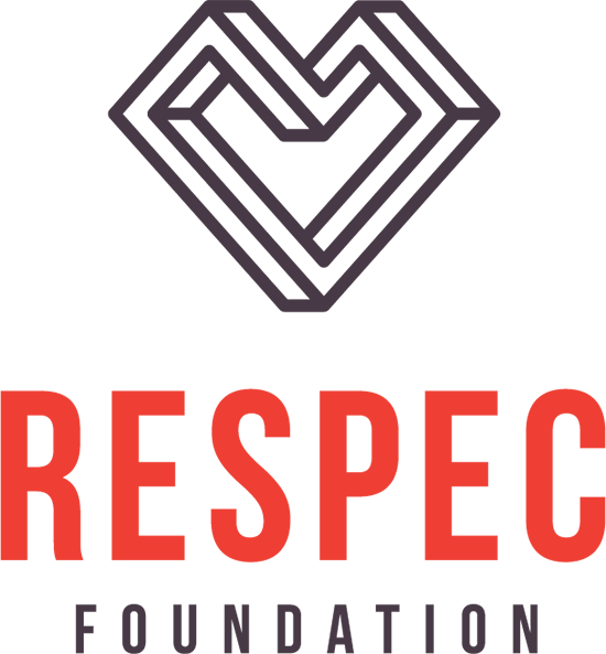 Logo for the RESPEC Foundation featuring a geometric heart shape outlined in black above the words RESPEC in large red letters and FOUNDATION in smaller black letters underneath.