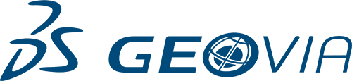 The GEOVIA logo features stylized blue text with a globe design inside the letter O, and a distinctive DS monogram on the left.