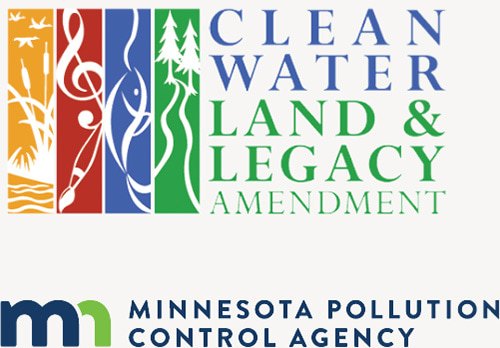 Logo for the Clean Water, Land & Legacy Amendment with colorful nature-themed icons, above the text Minnesota Pollution Control Agency.