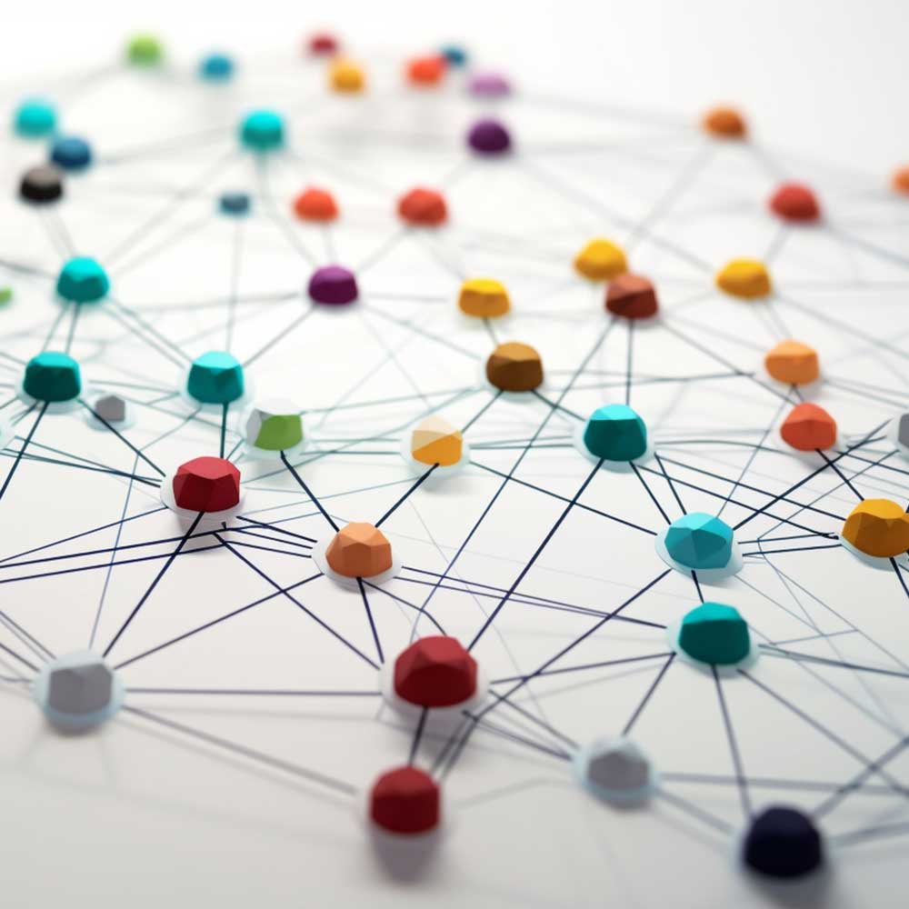 Strategy An interconnected array of colored dots